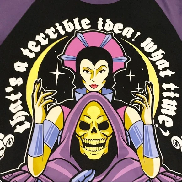 Killstar x Masters of the Universe Skeletor Evil-Lyn Raglan Tee XS 3/4 Sleeve - Picture 5 of 16